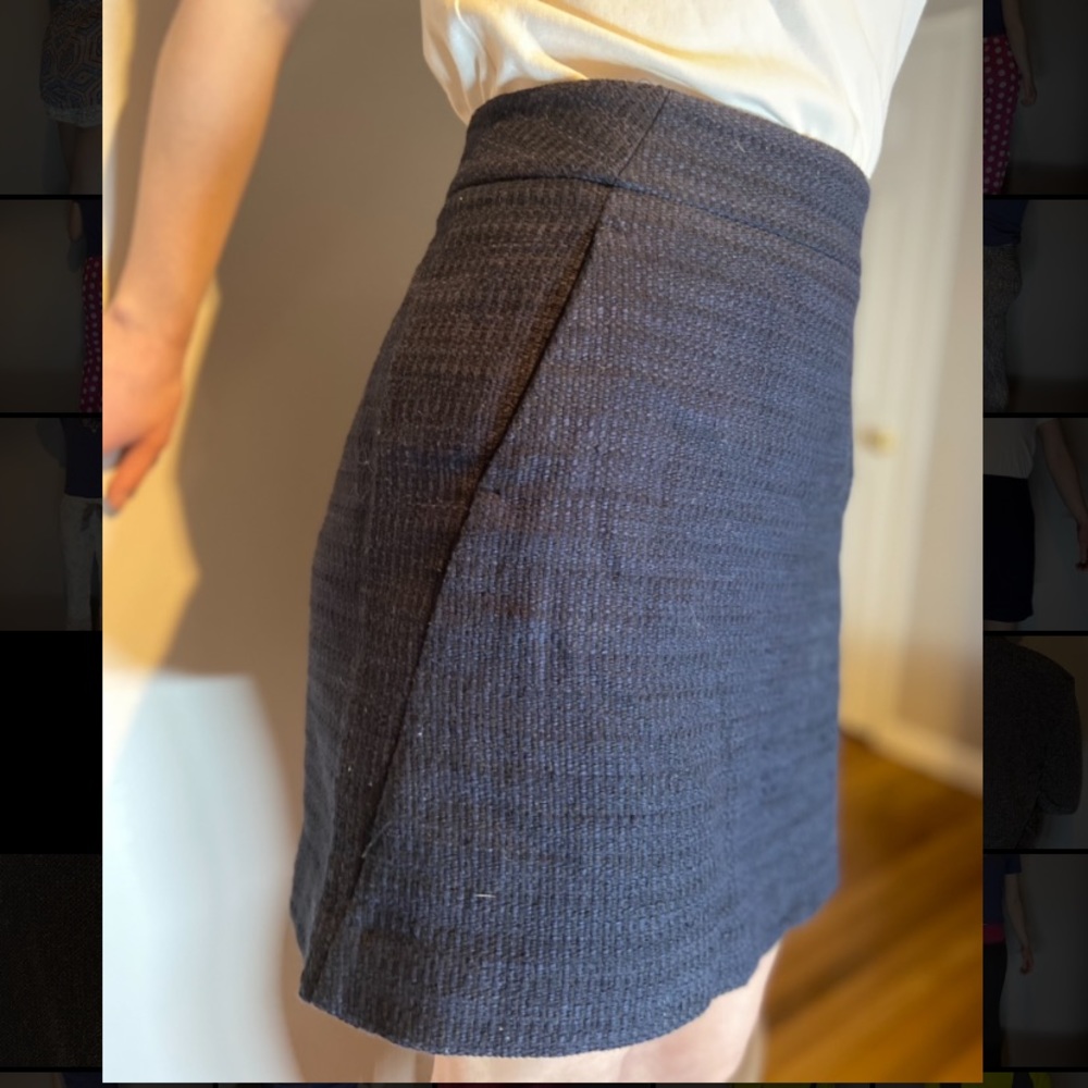 Dark Blue Tweed Pencil Skirt